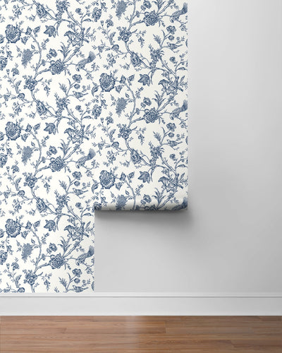 product image for Jasmine Chinoiserie Navy Blue Peel-and-Stick Wallpaper by NextWall 50