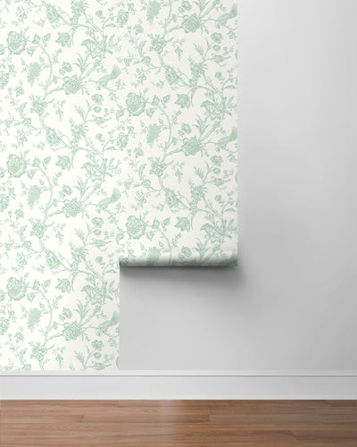 product image for Jasmine Chinoiserie Seaglass Peel-and-Stick Wallpaper by NextWall 57