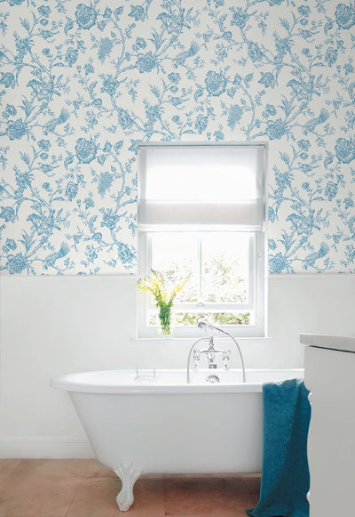 product image for Jasmine Chinoiserie Carolina Blue Peel-and-Stick Wallpaper by NextWall 77