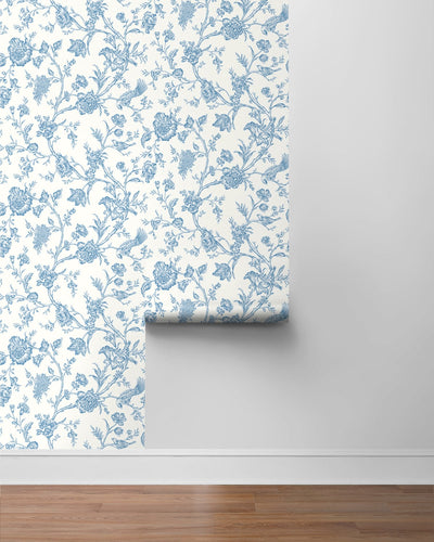 product image for Jasmine Chinoiserie Carolina Blue Peel-and-Stick Wallpaper by NextWall 74