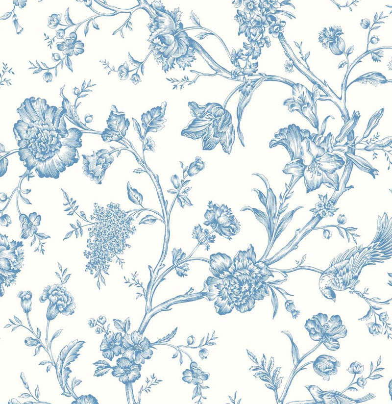 media image for sample jasmine chinoiserie carolina blue peel and stick wallpaper by nextwall 1 223