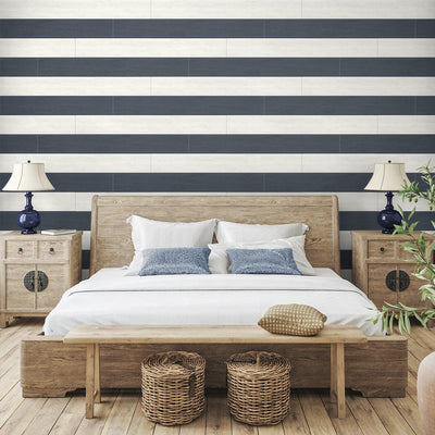 product image for Two Toned Shiplap Navy Blue Peel-and-Stick Wallpaper by NextWall 6