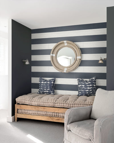 product image for Two Toned Shiplap Navy Blue Peel-and-Stick Wallpaper by NextWall 59