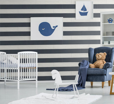 product image for Two Toned Shiplap Navy Blue Peel-and-Stick Wallpaper by NextWall 39