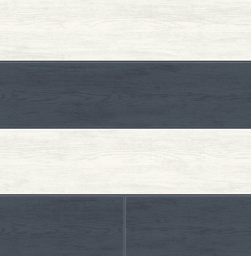 media image for Two Toned Shiplap Navy Blue Peel-and-Stick Wallpaper by NextWall 267