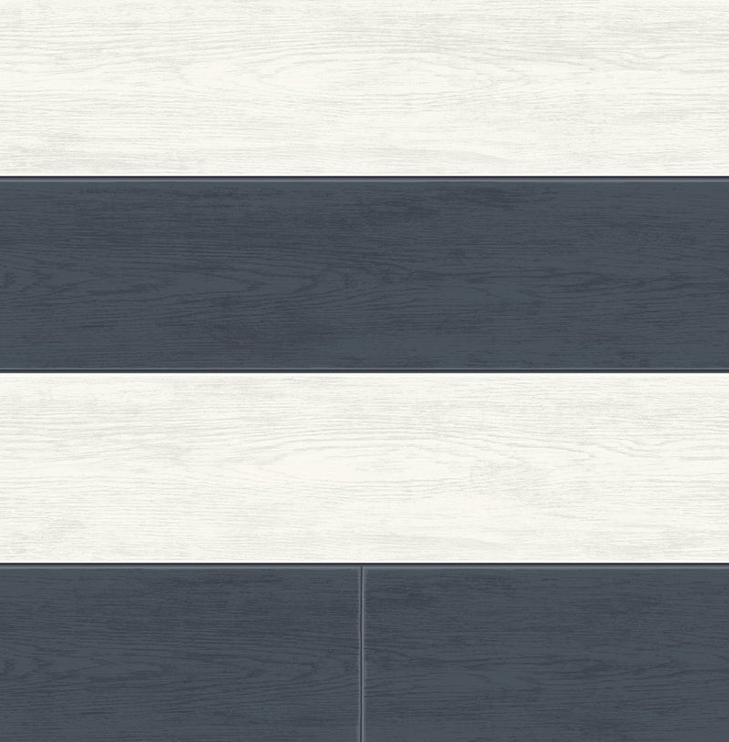 media image for Two Toned Shiplap Navy Blue Peel-and-Stick Wallpaper by NextWall 232