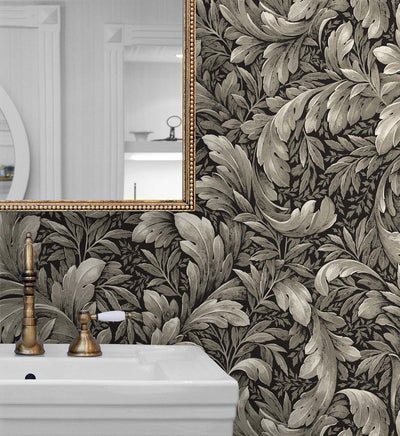 product image for Acanthus Trail Charcoal Peel-and-Stick Wallpaper by NextWall 50