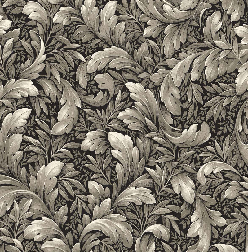 media image for sample acanthus trail charcoal peel and stick wallpaper by nextwall 1 273