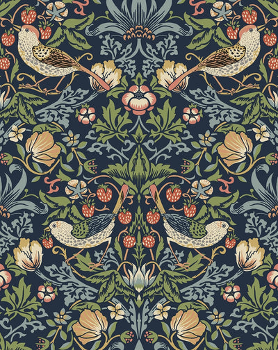 product image of Aves Garden Midnight Blue Peel-and-Stick Wallpaper by NextWall 571