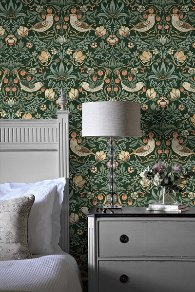 product image for Aves Garden Forest Green Peel-and-Stick Wallpaper by NextWall 94