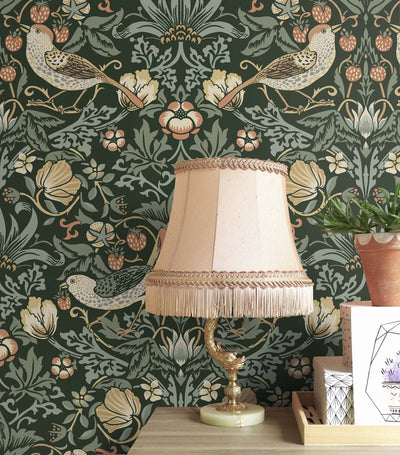 product image for Aves Garden Forest Green Peel-and-Stick Wallpaper by NextWall 32