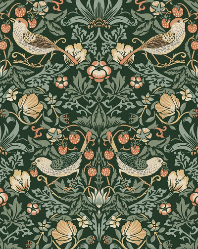 product image of Aves Garden Forest Green Peel-and-Stick Wallpaper by NextWall 516