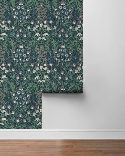 product image for Tulip Garden Deep Ocean & Purple Haze Peel-and-Stick Wallpaper by NextWall 34