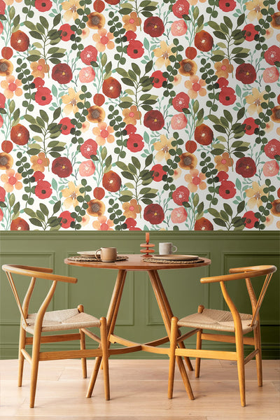 product image for Garden Dance Ruby & Hunter Green Peel-and-Stick Wallpaper by NextWall 8