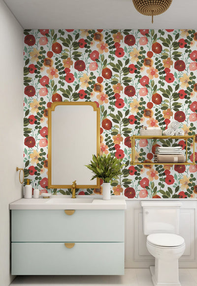 product image for Garden Dance Ruby & Hunter Green Peel-and-Stick Wallpaper by NextWall 95
