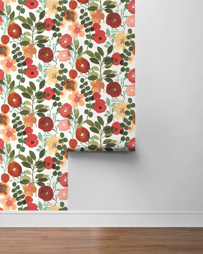 product image for Garden Dance Ruby & Hunter Green Peel-and-Stick Wallpaper by NextWall 91