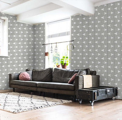product image for Zen Geo Onyx & Silver Peel-and-Stick Wallpaper by NextWall 62