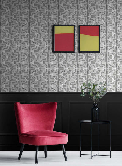 product image for Zen Geo Onyx & Silver Peel-and-Stick Wallpaper by NextWall 53