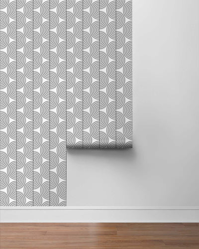 product image for Zen Geo Onyx & Silver Peel-and-Stick Wallpaper by NextWall 74