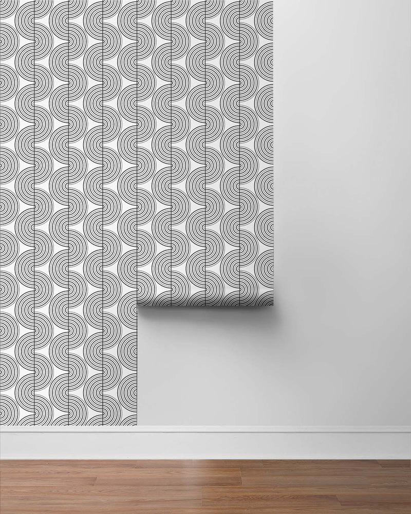 media image for Zen Geo Onyx & Silver Peel-and-Stick Wallpaper by NextWall 27
