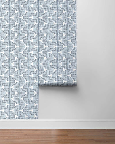 product image for Zen Geo Prussian Blue Peel-and-Stick Wallpaper by NextWall 43