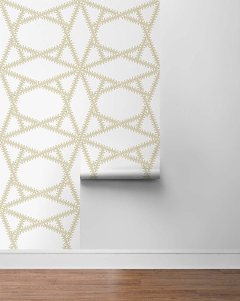 media image for Crossroads Geo Gold Peel-and-Stick Wallpaper by NextWall 213