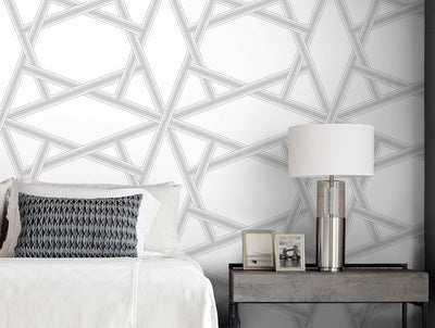 product image for Crossroads Geo Silver Peel-and-Stick Wallpaper by NextWall 0