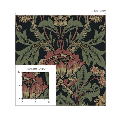 product image for Primrose Floral Peel & Stick Wallpaper in Denim Blue & Auburn 16
