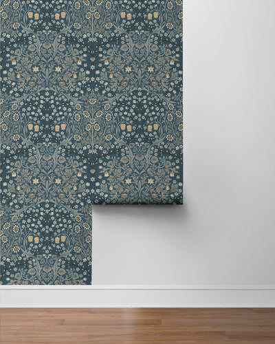 product image for Victorian Garden Peel-and-Stick Wallpaper in Aegean Blue & Warm Stone 14