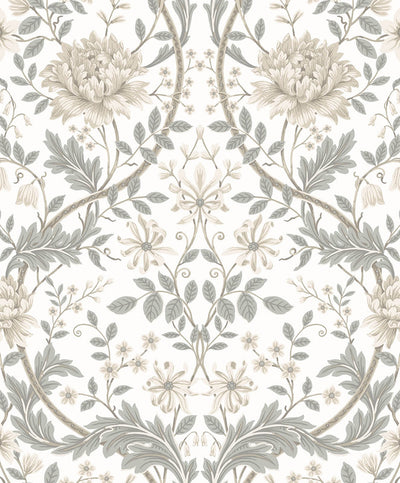 product image of Sample Honeysuckle Trail Peel & Stick Wallpaper in Ivory & Grey 593
