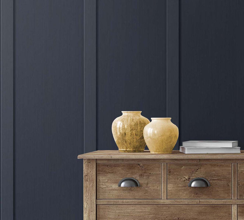 Shop Faux Board & Batten PeelandStick Wallpaper in Dark Blue Burke