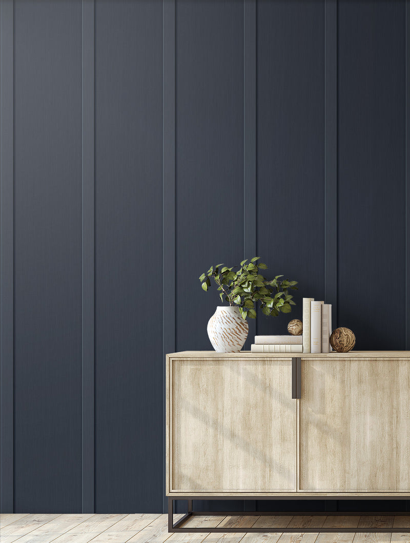 Shop Faux Board & Batten PeelandStick Wallpaper in Dark Blue Burke