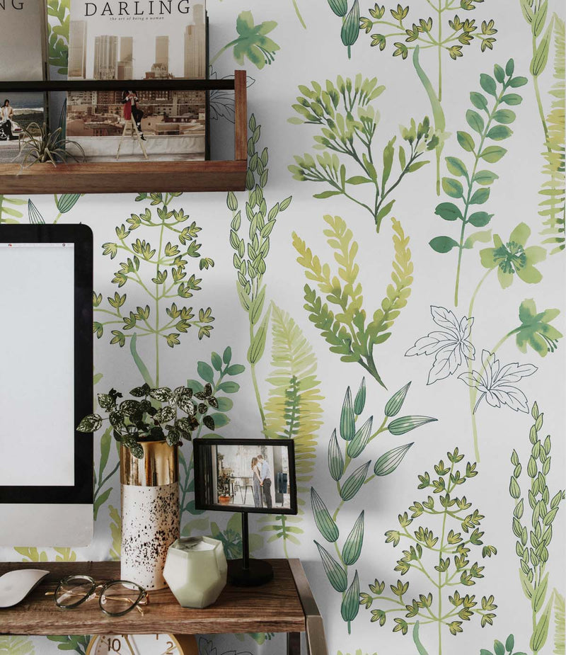 media image for Wild Garden Peel-and-Stick Wallpaper in Lemon Lime 242