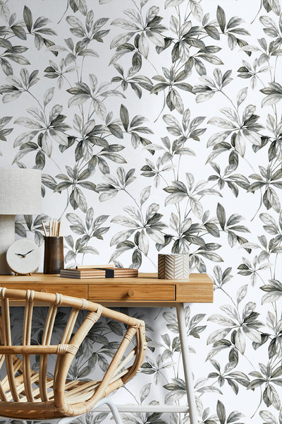 product image for Leaf Trail Peel-and-Stick Wallpaper in Alloy 0