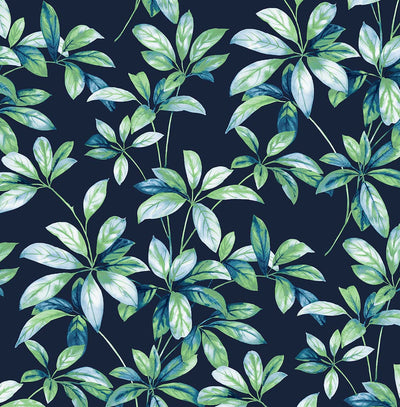 product image for Leaf Trail Peel-and-Stick Wallpaper in Navy & Spearmint 27