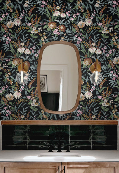 product image for Vintage Floral Peel-and-Stick Wallpaper in Onyx 79