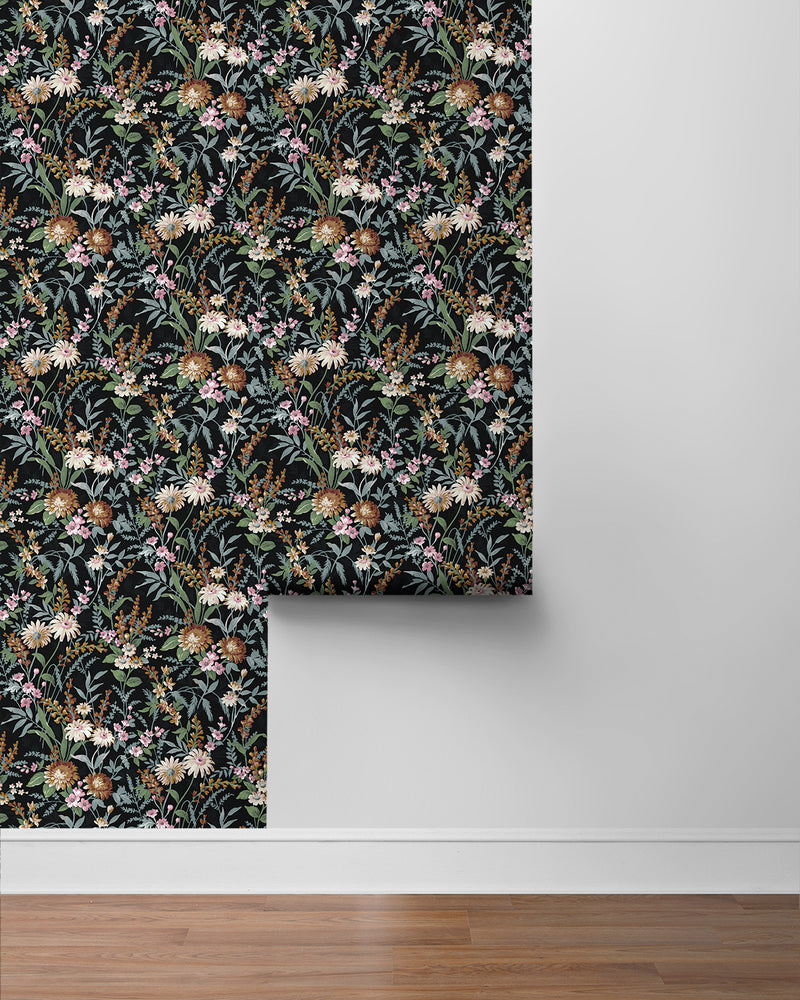 media image for Vintage Floral Peel-and-Stick Wallpaper in Onyx 238