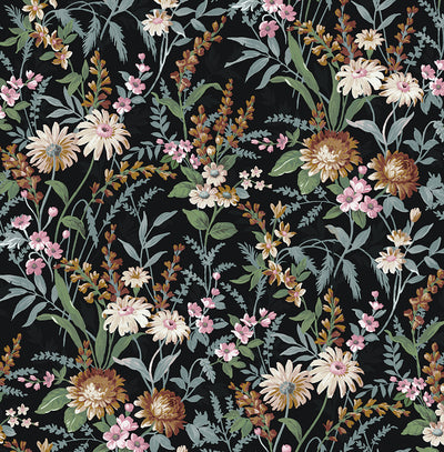 product image of Vintage Floral Peel-and-Stick Wallpaper in Onyx 594