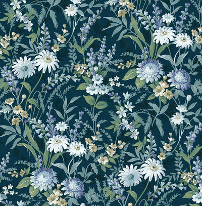 product image of Sample Vintage Floral Peel-and-Stick Wallpaper in Teal 523
