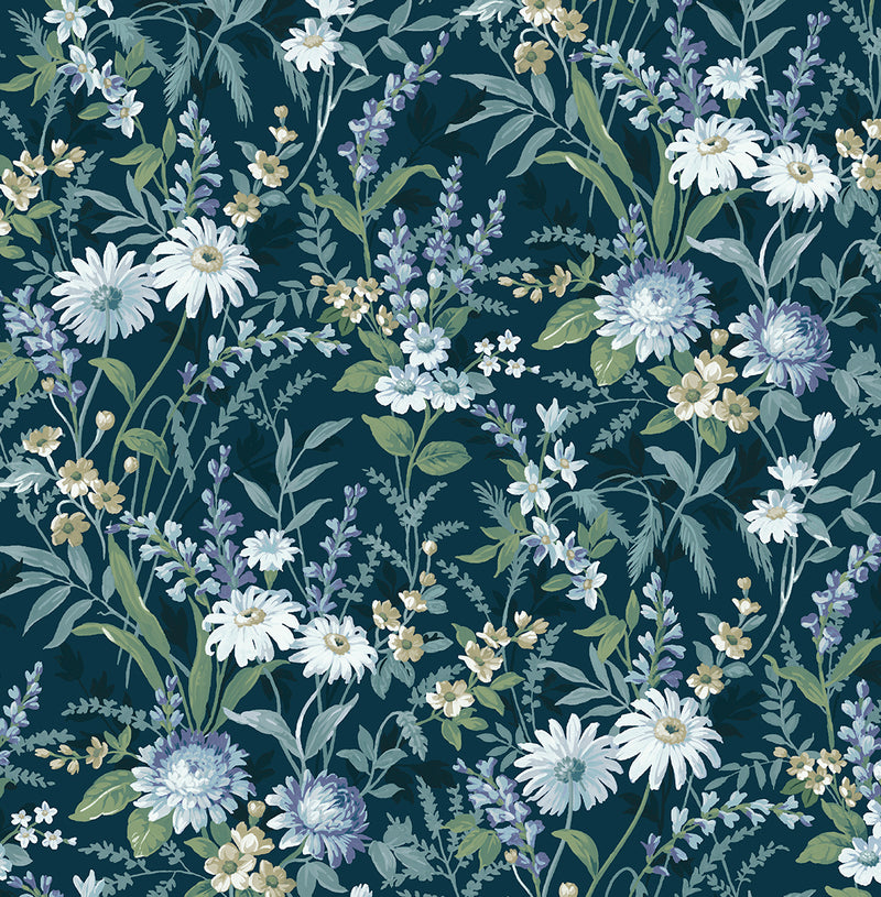 media image for Sample Vintage Floral Peel-and-Stick Wallpaper in Teal 290