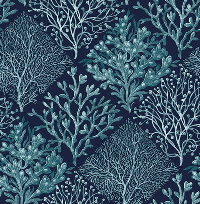 product image of Sample Seaweed Peel-and-Stick Wallpaper in Teal & Navy Blue 576