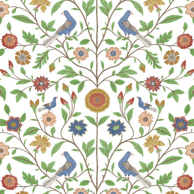 product image for Bird Toile Peel-and-Stick Wallpaper in White 1