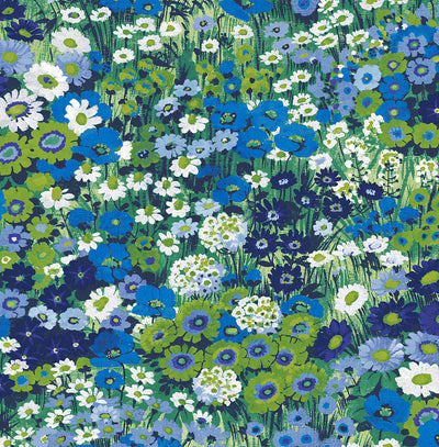 product image of Floral Meadow Peel-and-Stick Wallpaper in Bright Blue & Sap Green 591