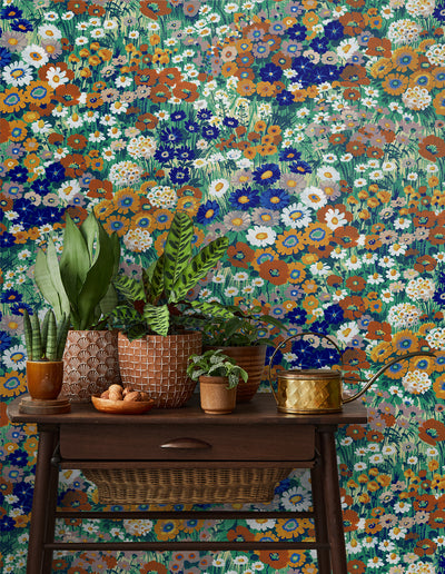product image for Floral Meadow Peel-and-Stick Wallpaper in Summer Glades & Terra Cotta 90