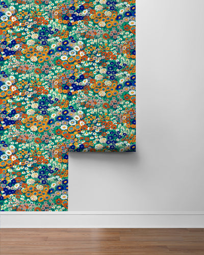 product image for Floral Meadow Peel-and-Stick Wallpaper in Summer Glades & Terra Cotta 77