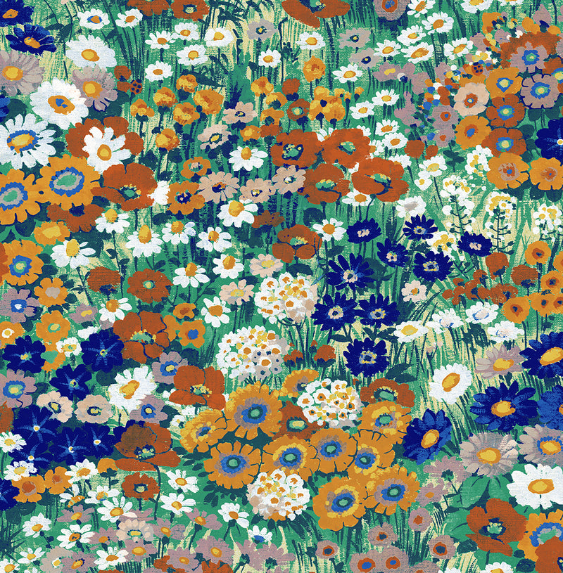 media image for Floral Meadow Peel-and-Stick Wallpaper in Summer Glades & Terra Cotta 285