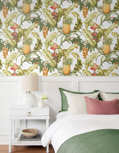 product image for Pineapple Floral Peel-and-Stick Wallpaper in Off-White 35