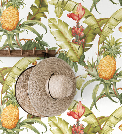 product image for Pineapple Floral Peel-and-Stick Wallpaper in Off-White 97
