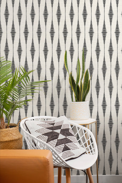 product image for Striped Ikat Peel-and-Stick Wallpaper in Ebony & Linen 60
