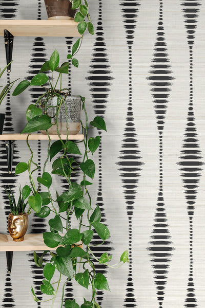 product image for Striped Ikat Peel-and-Stick Wallpaper in Ebony & Linen 82